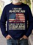 Mens I Am An American Crew Neck Letters Sweatshirt