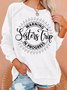 Womens Warning Sisters Trip In Progress Crew Neck Casual Sweatshirt