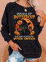 Womens Halloween Black Cat Letters Sweatshirt