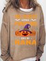 Womens Halloween Pumnkin Crew Neck Casual Text Letters Sweatshirt
