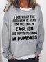 Women's Funny Saying I See What The Problem Is Here I'm Talking In English Sweatshirt