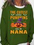Womens Halloween Pumnkin Crew Neck Casual Text Letters Sweatshirt