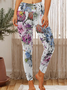 Women Large Format Flowers Regular Fit Casual Leggings