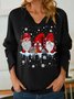 Christmas Graphic Women's V Neck Loose Sweatshirt