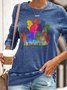 Womens Horse Lovers Watercolor Horses Casual Sweatshirt