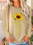 Womens Sunflowers Jesus Long Sleeve Top