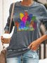 Womens Horse Lovers Watercolor Horses Casual Sweatshirt