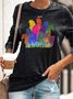 Womens Horse Lovers Watercolor Horses Casual Sweatshirt