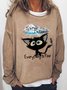 Women's It's Fine I'm Fine Everything Is Fine Funny Text Letters Casual Sweatshirt