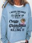 Women's Funny Text Letter Grandma Casual Sweatshirt