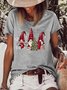 Women's Christmas Gnome Loose Casual Crew Neck T-shirt