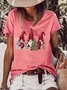 Women's Christmas Gnome Loose Casual Crew Neck T-shirt