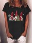 Women's Christmas Gnome Loose Casual Crew Neck T-shirt