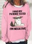 Women's I Had My Patience Tested I'm Negative Cat, Funny Sarcasm Casual Sweatshirt