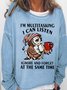 Women's Funny Text Letters Owl I'm Multitasking Crew Neck Casual Sweatshirt