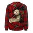 Women's Christmas Cat Crew Neck Plaid Sweatshirt