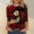 Women's Christmas Cat Print Casual Top