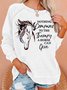 Women's The Therapy A Horse Can Give Crew Neck Loose Simple Sweatshirt