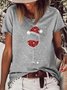 Women's Christmas Wine Glasses Light Bling Print Casual T-shirt