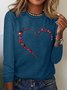 Women's Butterfly Heart Crew Neck Casual Top