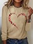 Women's Butterfly Heart Crew Neck Casual Top