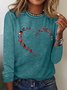 Women's Butterfly Heart Crew Neck Casual Top