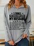 Women Funny 5 Things You Should Know About My Wife V Neck Simple Text Letters Sweatshirt