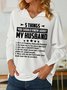 Women Funny 5 Things You Should Know About My Wife V Neck Simple Text Letters Sweatshirt