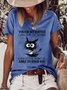 Women's Touch My Coffee I Will Slap You So Hard Black Cat Casual T-shirt