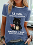 Women‘s Funny Black Cat Books Of Course I Talk To Myself Sometimes I Need Expert Advice T-Shirt