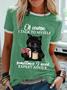 Women‘s Funny Black Cat Books Of Course I Talk To Myself Sometimes I Need Expert Advice T-Shirt
