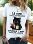 Women‘s Funny Black Cat Books Of Course I Talk To Myself Sometimes I Need Expert Advice T-Shirt