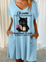 Women‘s Funny Black Cat Books Of Course I Talk To Myself Sometimes I Need Expert Advice Casual V Neck Dress