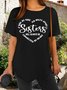 Womens Sister Letter Casual Short Sleeve T-Shirt