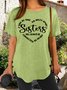 Womens Sister Letter Casual Short Sleeve T-Shirt
