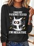 Women's I Had My Patience Tested I Am Negative Funny Bang Pussy Graphic Print Text Letters Cotton-Blend Casual Loose Top