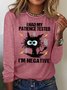 Women's I Had My Patience Tested I Am Negative Funny Bang Pussy Graphic Print Text Letters Cotton-Blend Casual Loose Top