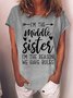Women's I'M The Middle Sister I Am Reason We Have Rules Funny Graphic Printing Casual Crew Neck Loose Text Letters T-Shirt