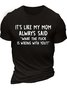 Men’s It’s Like My Mom Always Said What The Fuck Is Wrong With You Casual Cotton Crew Neck Text Letters T-Shirt