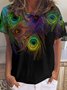 Lilicloth X Paula Women's Peacock Feathers Print T-Shirt