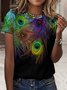 Lilicloth X Paula Women's Peacock Feathers Print T-Shirt