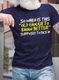 Men’s So When Is This Old Enough To Know Better Supposed To Kick In Regular Fit Casual Crew Neck T-Shirt