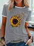 Women’s Butterfly Sunflower Print Casual T-Shirt
