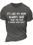 Men’s It’s Like My Mom Always Said What The Fuck Is Wrong With You Casual Cotton Crew Neck Text Letters T-Shirt