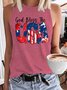 Women's God Bless The USA Letters Casual Tank Top
