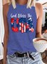 Women's God Bless The USA Letters Casual Tank Top