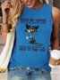 Women's Funny Letter Grumpy Cat Casual Tank Top