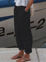 Buttoned cotton Loose Plain Pants