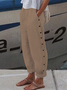 Buttoned cotton Loose Plain Pants