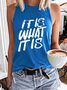 Women's It Is What It Is Print Crew Neck Casual Tank Top